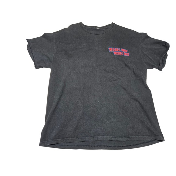 Rebel Born Rebel Bred Skull Graphic Biker T Shirt Black Vintage Style Tee - Picture 2 of 8